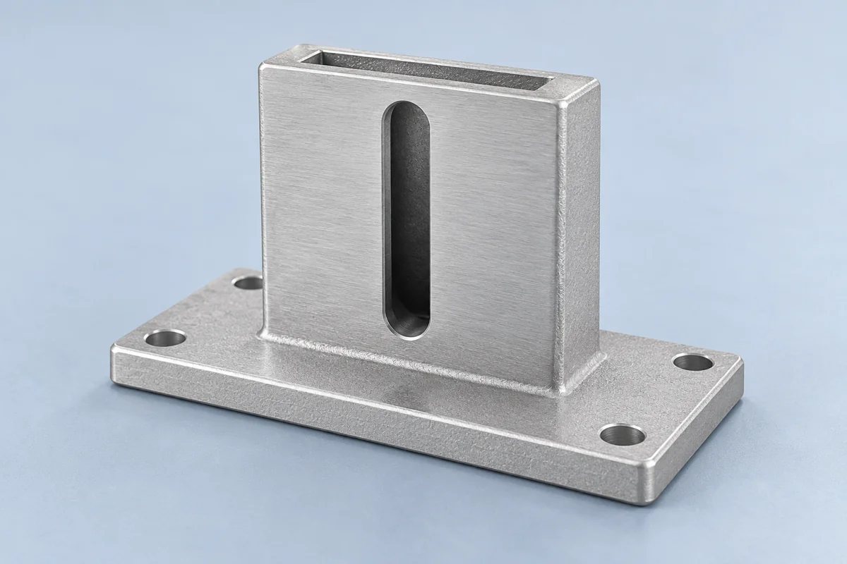 Slotted upright mounting bracket on a rectangular drilled foot