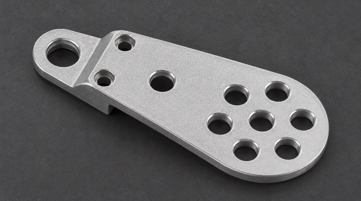 Eye-ended plate with multiple fixing holes and a rounded broad end