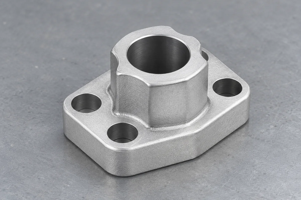 Short hollow flanged fitting with three fixing holes