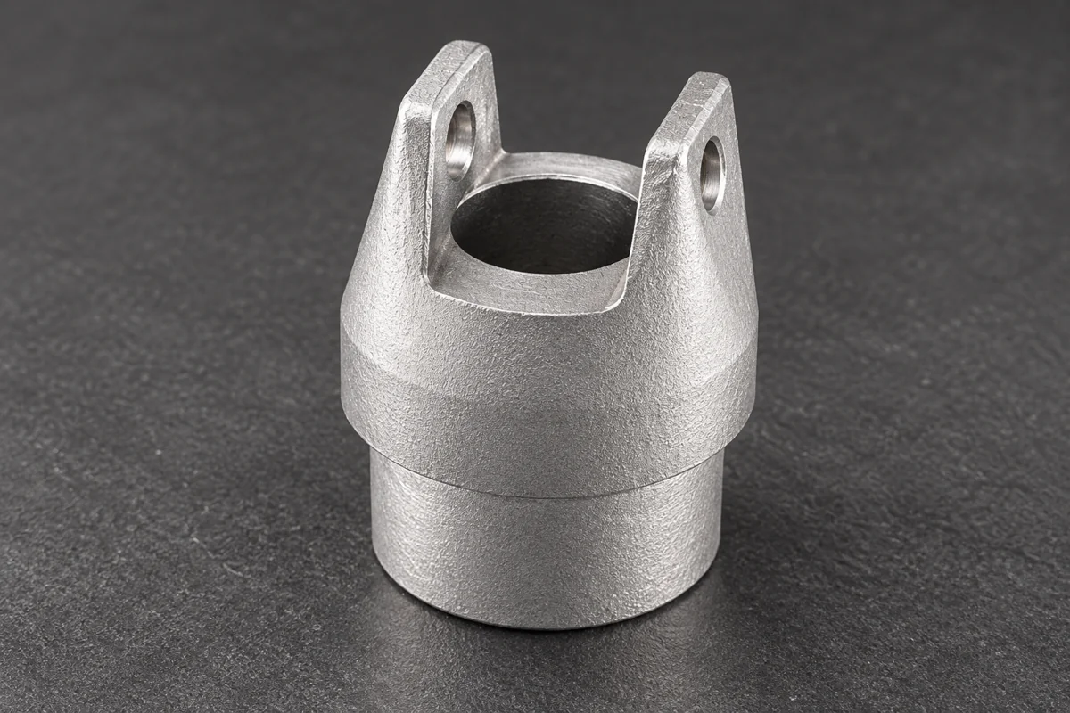 Cylindrical fork end with two raised ears and paired pin openings