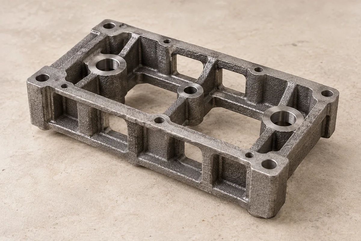A ribbed frame makes section and finishing requirements visible in a process comparison.
