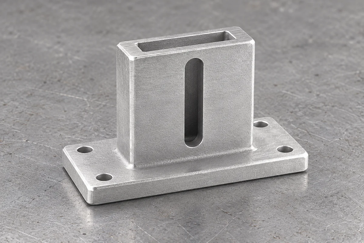 Slotted upright mount on a rectangular drilled fixing foot