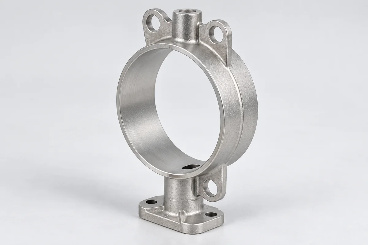 Annular valve-body form on a short pedestal with mounting ears