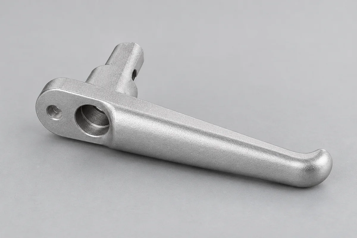 Long metal lever with a bored eye and slender handle