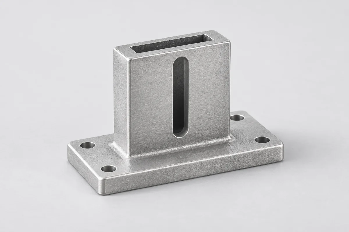 Slotted upright mounting plate on rectangular fixing foot