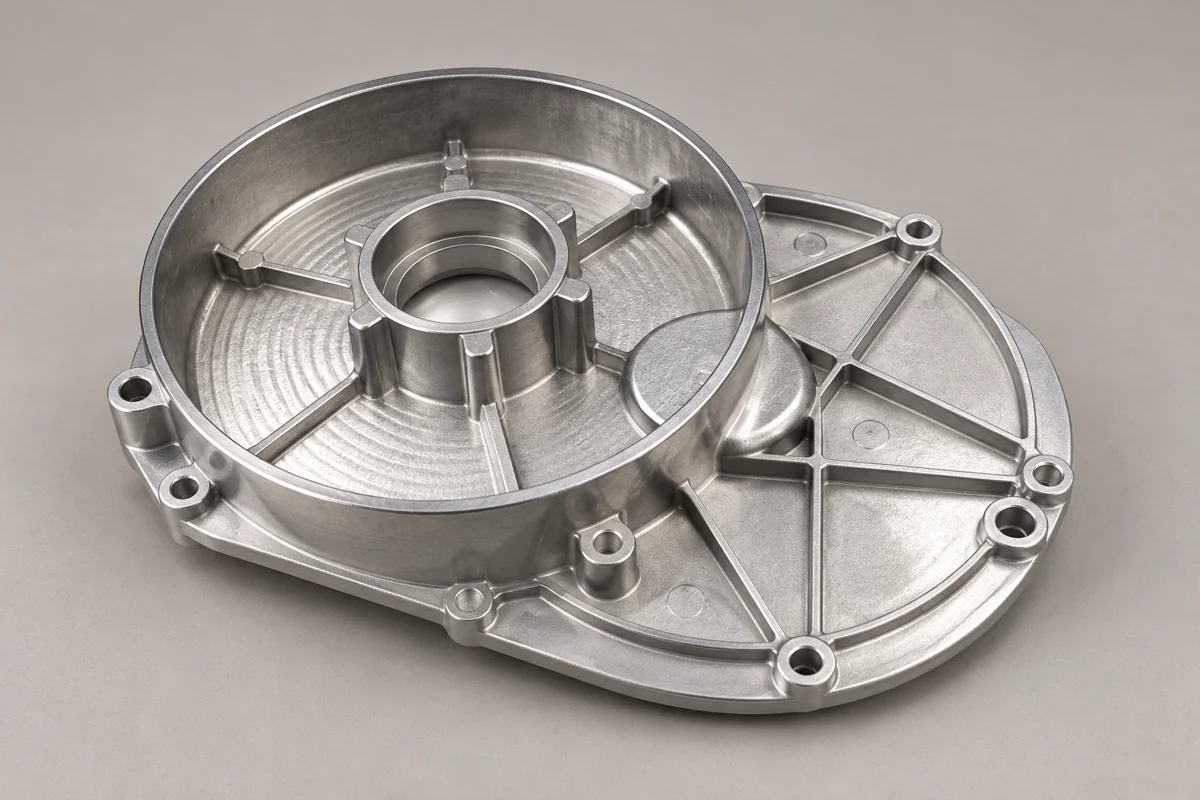A ribbed cover introduces different local forming and cleanup features.