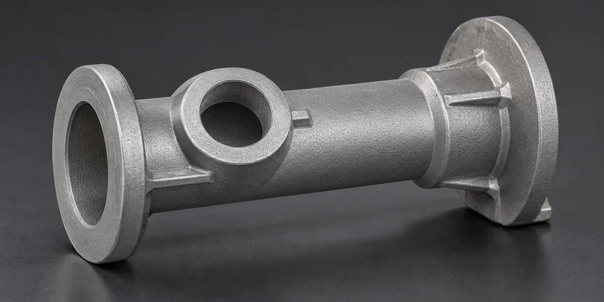 Straight hollow spool body with two end flanges and one side opening