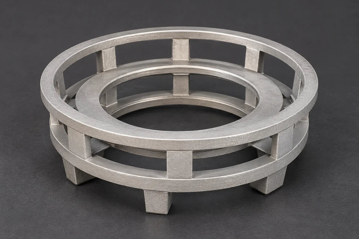 An open ring frame exposes its internal regions through several windows.