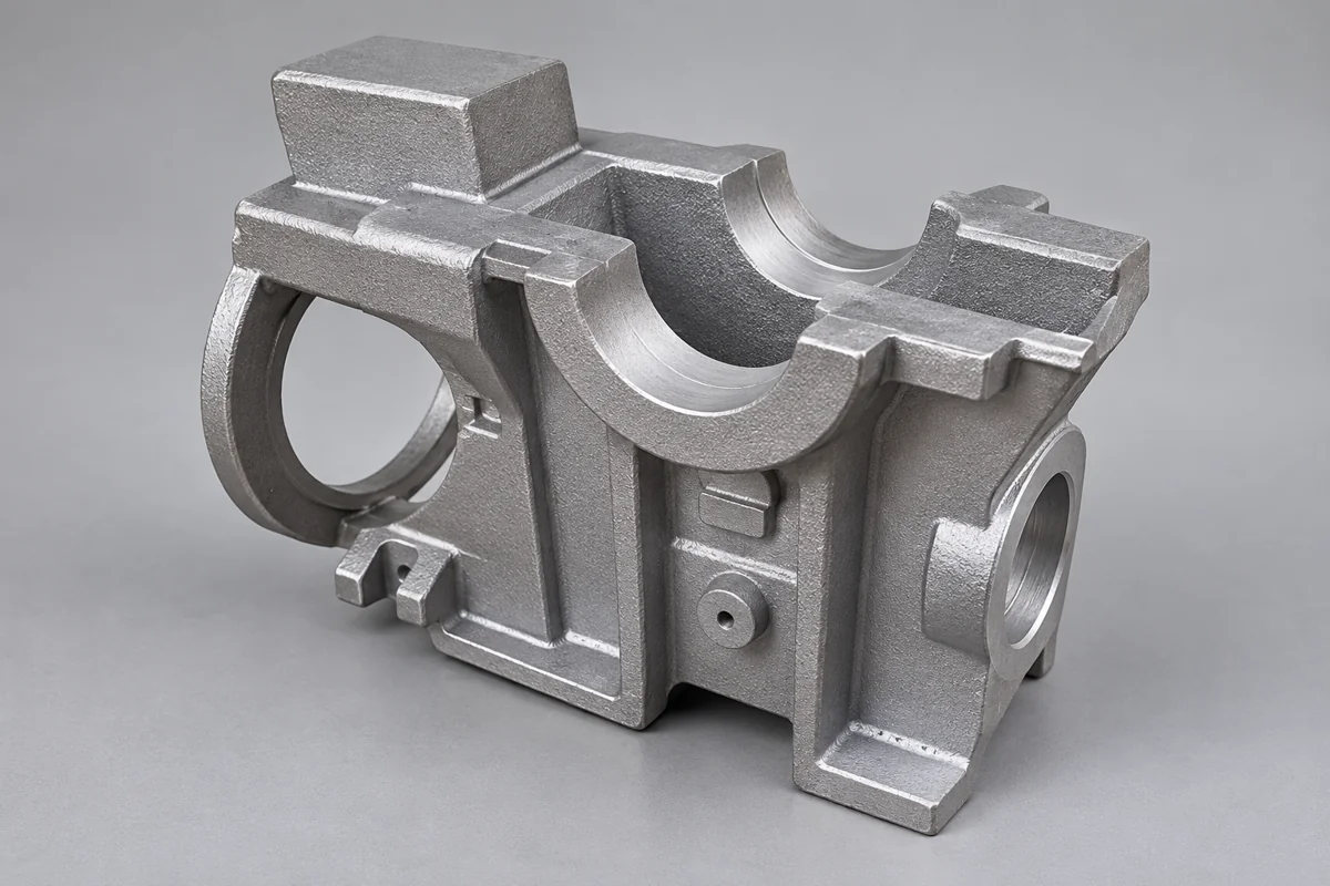 Open bearing saddle with circular side windows and supporting feet