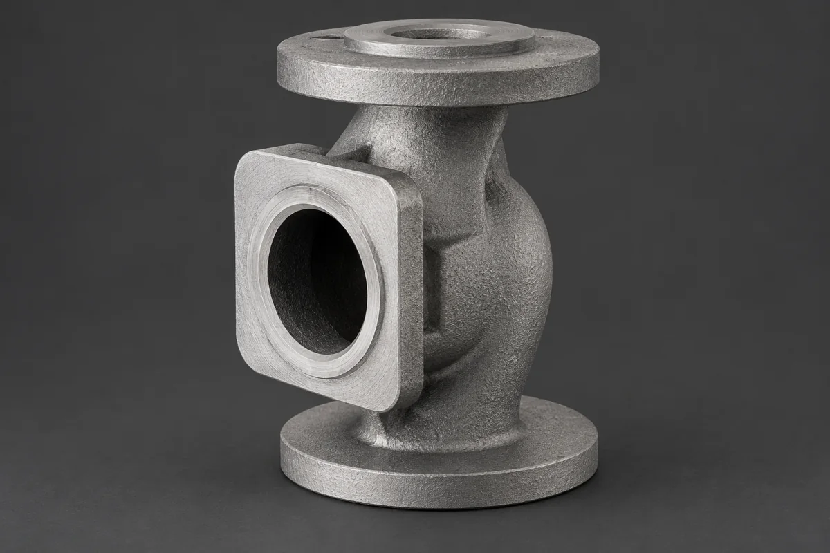 A valve-body form places the internal passage between connection regions.