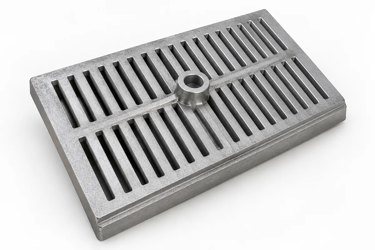 A slotted plate presents a different surface and cleanup-access pattern.