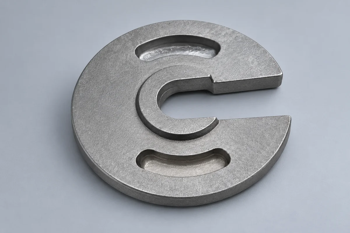 Open C-shaped plate with curved recesses