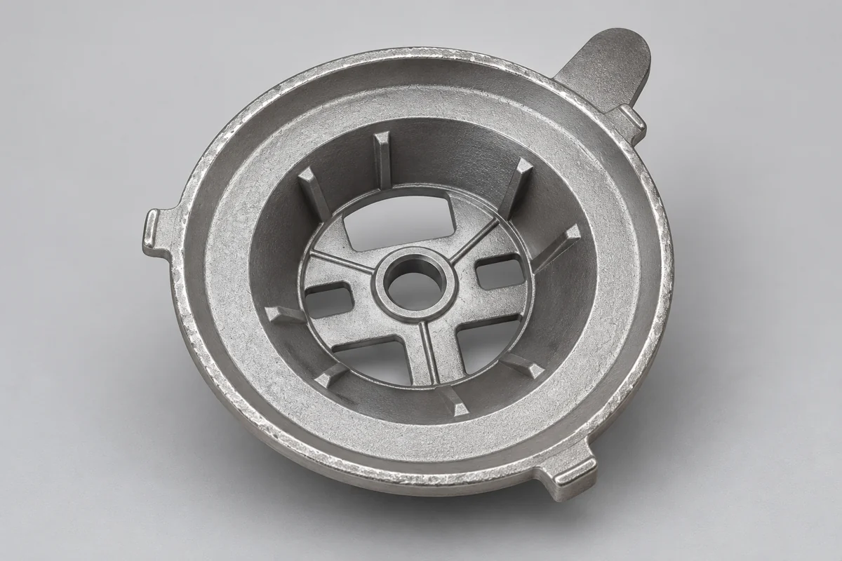 Round recessed housing with central opening and external lugs