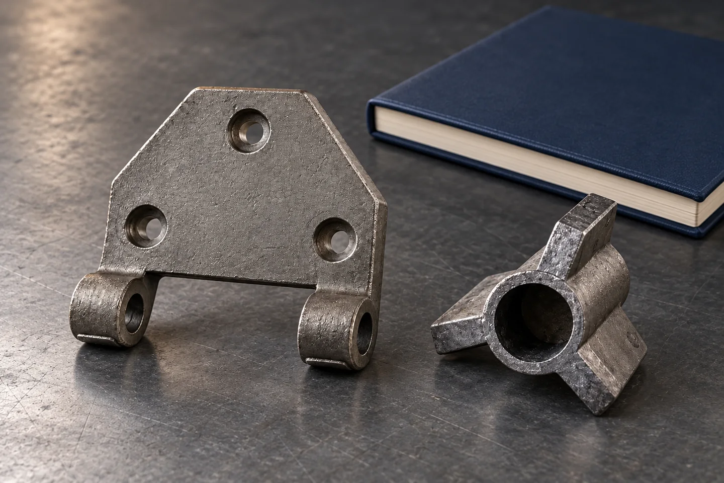 Reference bracket and lugged cylindrical component for the project scope discussion.